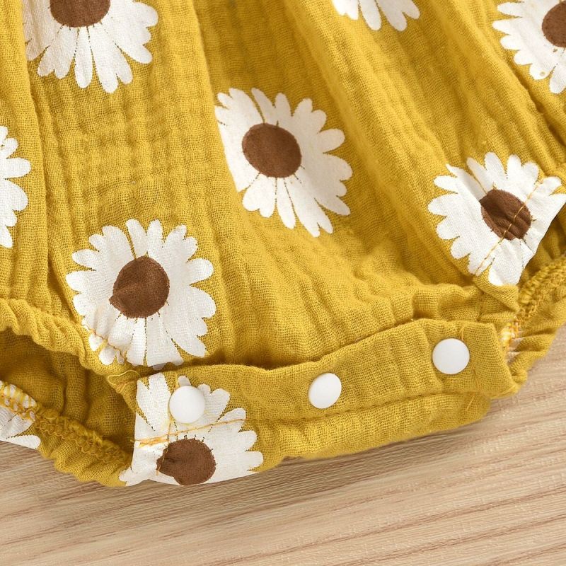 Conyson Infant Baby Bodysuits Sleeveless Vest Cute Flower Printing Boutique Toddler Girls One-piece Clothes Baby Girls Romper