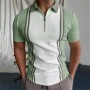 Conyson Western Style Summer Splicing Stripe Polyester Short Sleeve Loose Sports Golf Good Quality Men's T-shirt Polo T Shirts