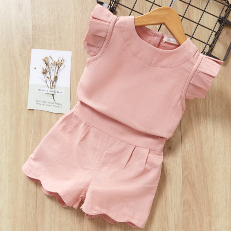 T-shirt Pants Clothing Girls Fashion Tops Shorts Clothes Set Summer Baby Hot Sale Girls Flying Sleeve Tops Shorts Children Suit