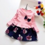2021 New Girls Casual Little Floral Dresses Cute Bow Baby Girl Fall Clothes Girls Long Sleeve Dress