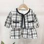 Autumn Winter Party Kids Clothes For Baby Girl Fashion Pageant Plaid Coat Tutu Dress Outfits Suit Toddler Girl Clothing Set