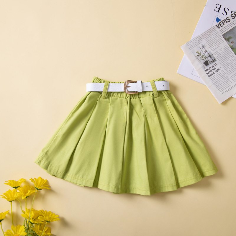 Conyson Wholesale Fashion Little Girls Kids Clothes Sets 2pcs Letter Patchwork Sleeveless Causal Vest+Solid Pleated Skirts+Belt