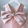 Conyson Kids Gown Birthday Pageant Party Pearls  With Big Bowknot Formal Tulle Skirt Piano Show Even Girls Baby Princess Dress