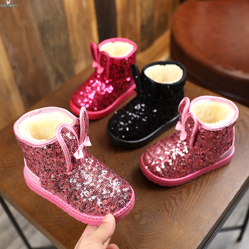 Conyson rts hot sale autumn winter Korean fashion designer child Non-slip shoes kids girl Outdoor snow walking warm Martin boot