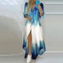 hot sale fashion summer designer Boho style Floral Print outdoors ladies long Sleeve One Piece Dress Women Elegant Casual Dress