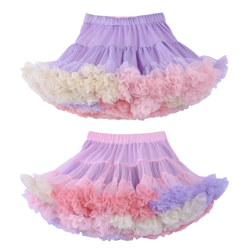 Conyson Wholesale Patchwork Girl Dress Dance Mini Ruffles Birthday Princess Kids Solid Skirts Ball Gown litter Girls Tutu Skirt