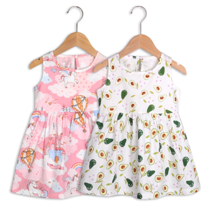 Wholesale Cartoon Sleeveless Kids Clothing Summer Cotton Baby Girl Dresses Summer Girls Dresses Boutique