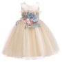 Conyson high quality rts boutique summer sleeveless Baby girl embroidery floral Birthday ball gown Kid Girl Princess Party Dress