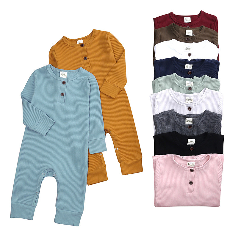 Hot Selling Autumn Organic Cotton Unisex Baby Romper Long Sleeve Baby Clothes Newborn Baby Romper Clothes