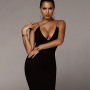 factory price Fashion New Women Casual V-Neck Halt Long Dresses Summer Girls Pencil Bodycon Sexy female hip Club Dress Clothing