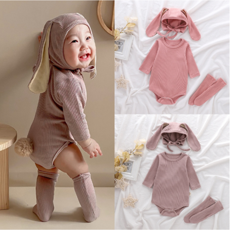 Conyson casual Newborn Baby kids Solid long sleeve boy girls summer clothing suit Hot Sale Suit toddler Girl Romper Baby Clothes