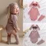 Conyson casual Newborn Baby kids Solid long sleeve boy girls summer clothing suit Hot Sale Suit toddler Girl Romper Baby Clothes