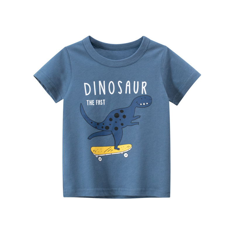 Conyson Hot Sale  Custom 100% Cotton Short Sleeves Cartoon Dinosaur Printing Kids Clothing Baby Boys Graphic T-shirts