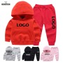 Conyson Wholesale Custom Logo Baby Boys Hoodie Customize Fashion Cotton Hoodie Pants 2pcs Kids Girls Clothing Sets