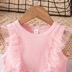 Conyson Arrival Summer Sleeveless Ruffle Kid Cotton Print Splicing Girl Dresses 1-5 Years Birthday Clothing Baby Girls Dresses