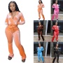 Hot Sale Fall Women's hoodie Set Zipper Pocket Crop Top Jacket Velvet Jogging suit Velour tracksuits Women Two Piece set
