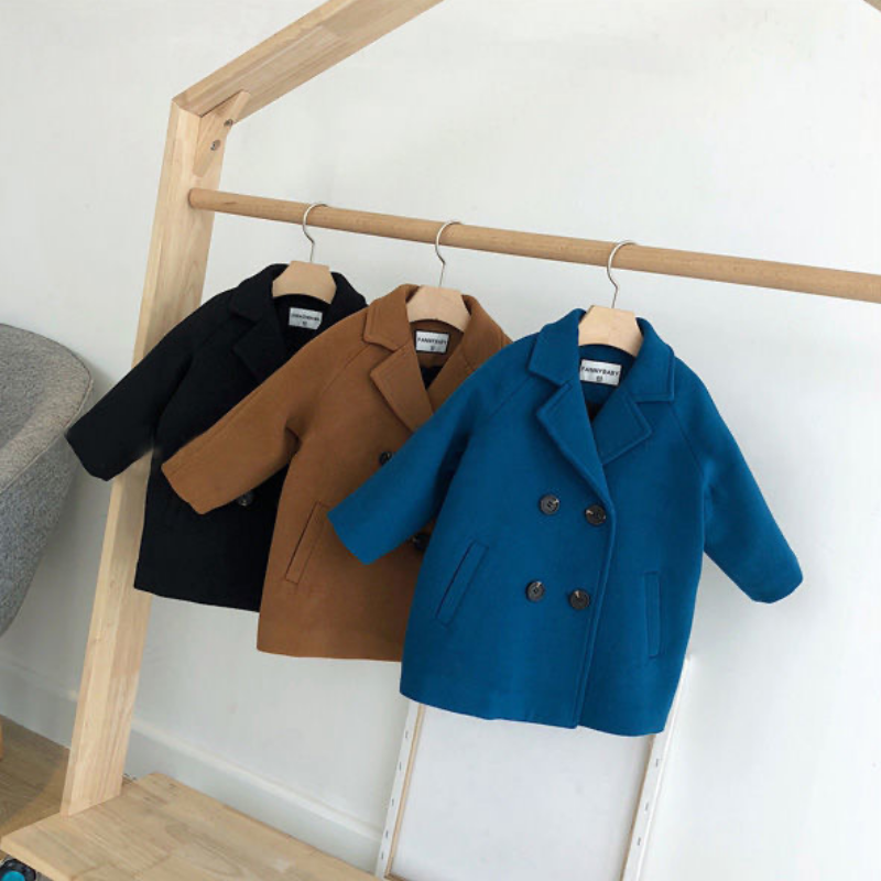 Conyson Winter Woolen Double-breasted Baby Boy Trench Lapel Autumn Kids Outerwear Coats Jacket Children Kids Clothing Handsome