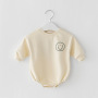 Conyson Wholesale High Quality New Autumn Smile Face Solid Cotton Long Sleeve Infant Baby sweatshirt Romper