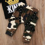 Conyson Baby Boys Camouflage Long Pants+Black T-shirt Suit Sets Kids Boy Crown King Print Short Sleeve Tops Two-Piece Outfits