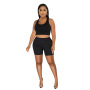 2023 Wholesale Tracksuit New Design Jogger Spring Plus Size Fitness Street Summer Sleeveless Sexy Two Pcs seamless Women Set