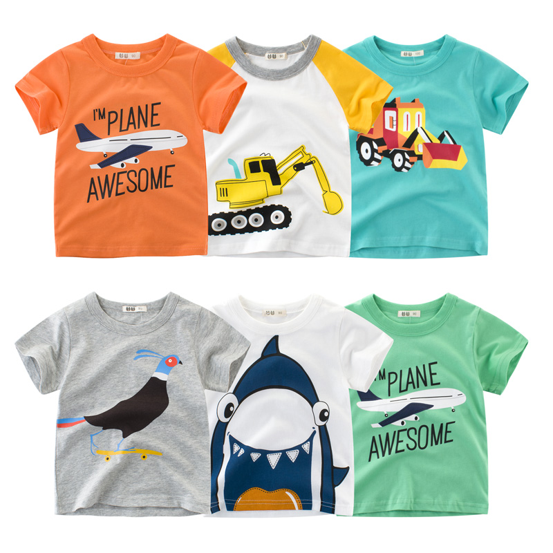 2021 Hot Sale Fashion Short Sleeve  Cartoon Printing Cotton Kids T-Shirt Baby outfits