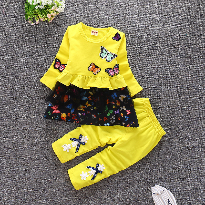 Conyson Factory Direct Discount Price kids Girls Clothes Long Sleeve Girls 2 Piece Children's Leisure Cartoon baby clothing Set