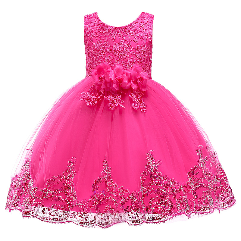 Conyson Latest Custom Kids Girl Dresses Summer sleeveless Girl Princess Wedding Dress Girl Party Wears Clothing Dress