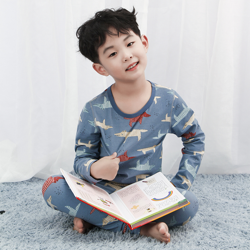 High Quality Wholesale Cartoon Knitted Boy's Sleepwear Korean Kids Designer Pajamas Set