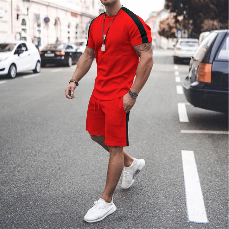 hot sale designers Custom logo Made Outdoor men's fashion jogger Clothes suit clothing summer two-piece adult t-shirts short Set