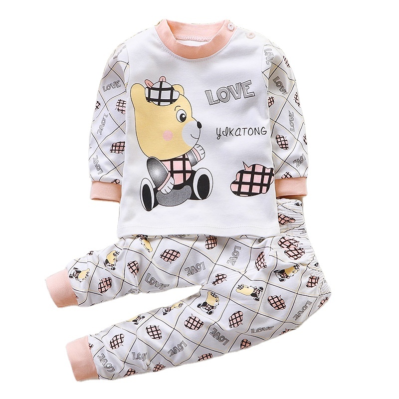 Wholesale Breathable Long Sleeve Kids Sleepwear Cotton Kids Cartoon Pyjamas Korean Kids Pajamas Set