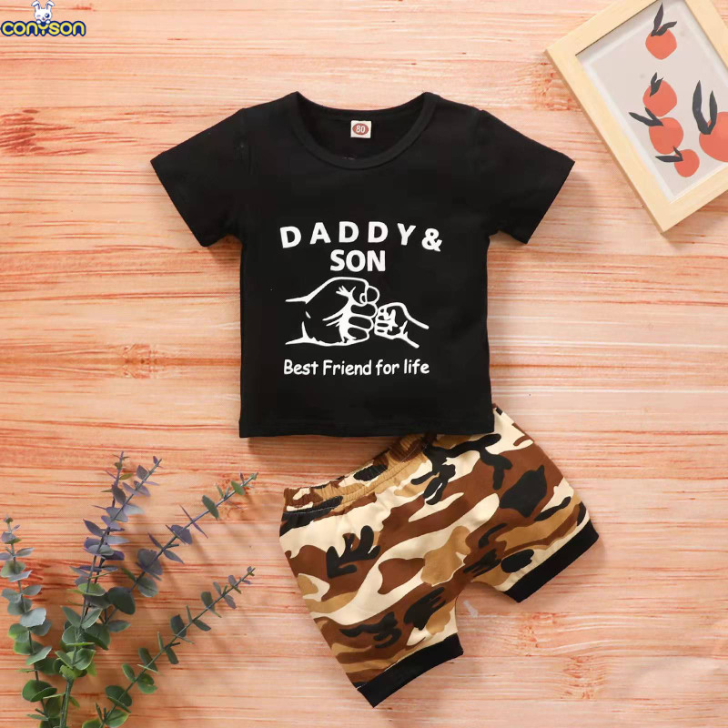 Conyson korea summer infant baby Boys t-shirt shorts suit 2 Pieces Toddler children kids Pant clothing wear Fashion clothes Sets