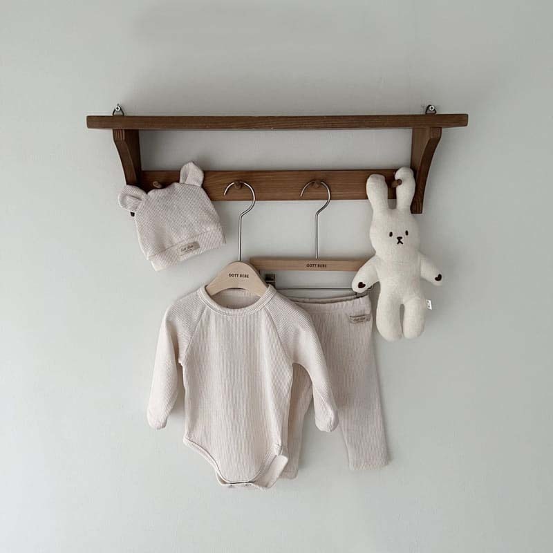 Conyson Wholesale Infant Girls Clothes Sets Cotton Solid Clothing With Bear Hat Pants Newborn Unisex Baby Romper Suit