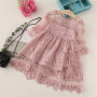 Wholesale Breathable Woven Lace Petal Sleeve Costume Short Children Girls Party Dresses