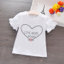 Conyson Hot New Kids Clothes Summer Cotton Letter Pattern Print Valentine's Day Kids Girls Short Sleeve T-shirt Children Outfit