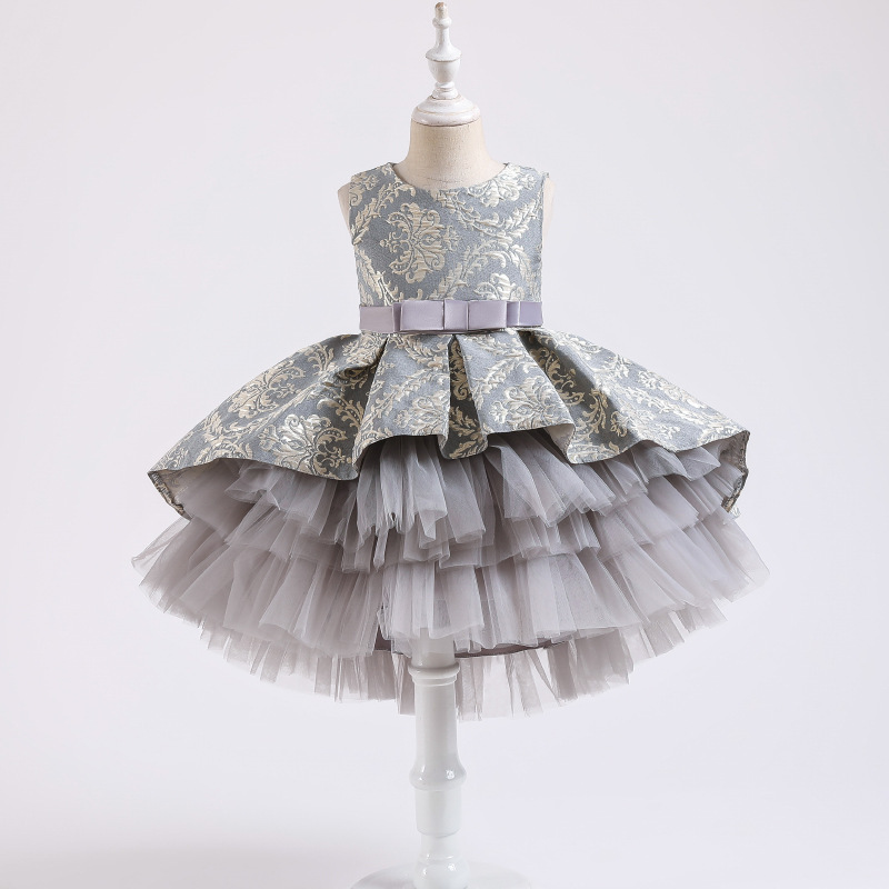 Noble Gorgeous Dress Sleeveless Little Kids Birthday Clothes Children Fashion New Design Luxury Flower Fancy Girls Party Dresses