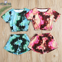 Conyson Hot Sale Kids Clothing Baby Girls and Boys Tie Dyed Short Sleeve T-shirt + Shorts 2Pcs Summer Unisex Kids Clothing Set