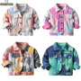 Conyson New Style Stock Lots Spring Summer Long Sleeve Fashionable Tie Dye Kids Boys And Girls Outdoor Shorts Denim Jacket
