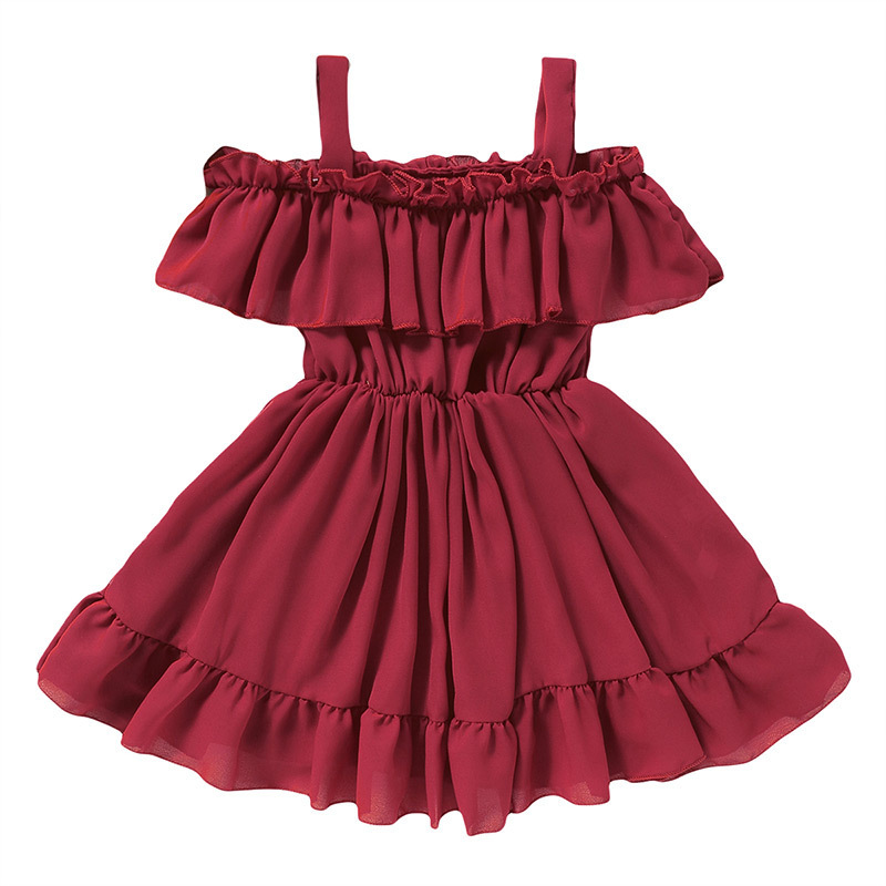 Hot sale Summer 1-6 year kid girl birthday children sweet clothes infant toddler short sleeve ruffle baby princess party dress