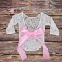 2pcs/Set Newborn Lace Romper Baby Girl Outfit Photography Prop Vintage Newborn Ribbon Bow baby rompers
