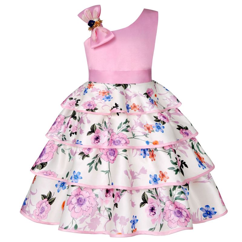 Hot Sale Baby Girls Dresses Wholesale Summer Children Clothing New Baby Girl Party Cotton Printed Princess Girls Dress