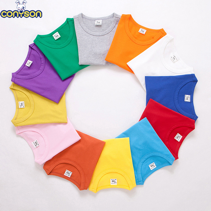 Conyson Boutique Children's Kids Fashion Custom Printing Round Neck Long Girl T-shirt Summer Classic Little boysTops T-shirt