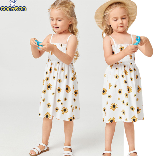 Conyson Baby Girls Sleeveless Flower Print Dresses Children Clothes Summer Princess Skirt Kids Party Ball Pageant Dress Outfit