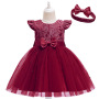 Wholesale Customized lace Short Sleeve O-Neck Kids Wear Girls Cute Elegant Layered Dresses