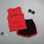 Conyson Wholesale Summer Kids Clothes Baby Boys Casual Custom Logo Solid Vest Tops Shorts Fashion Sports Clothing Set Outfit
