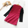 Fashion Girl Party Princess Dress Polka Dot Ruffles Sleeve Print Cute Bow Children Costume Autumn Winter Kids Clothes