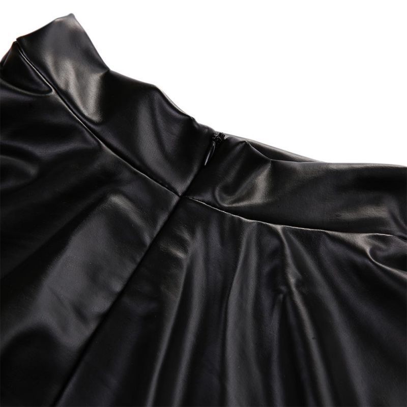 Wholesale Short Sleeve Pu Leather Skirt Korean Child Girls Summer 2Pcs Clothes Kids Clothing Set