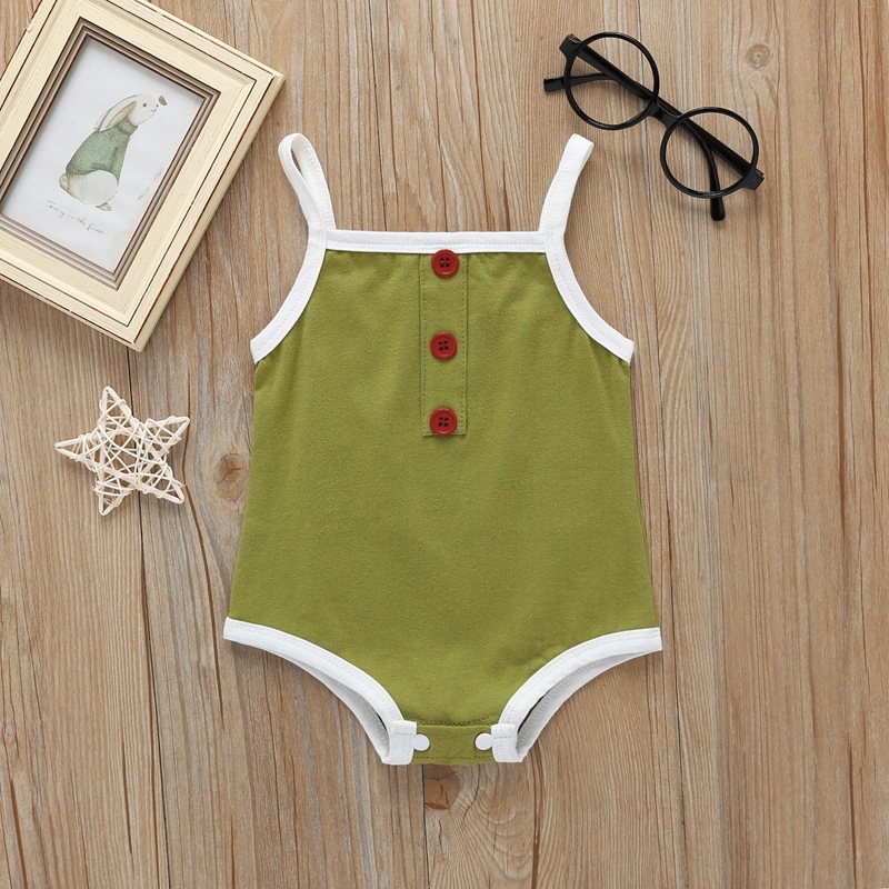 Conyson rts ins hot sale cotton Unisex sleeveless kids children summer button clothes suits toddler newborn romper baby clothing