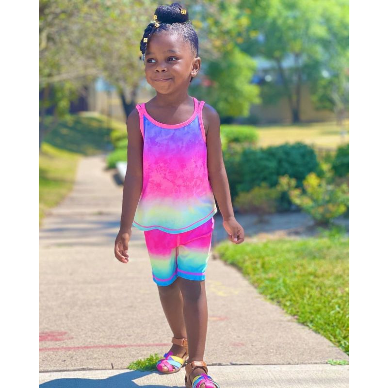 Conyson Fashion Summer Short Kids Girl Clothing Set Colours Sleeveless Vest Shorts 2 Pieces Casual Outdoor Outfits