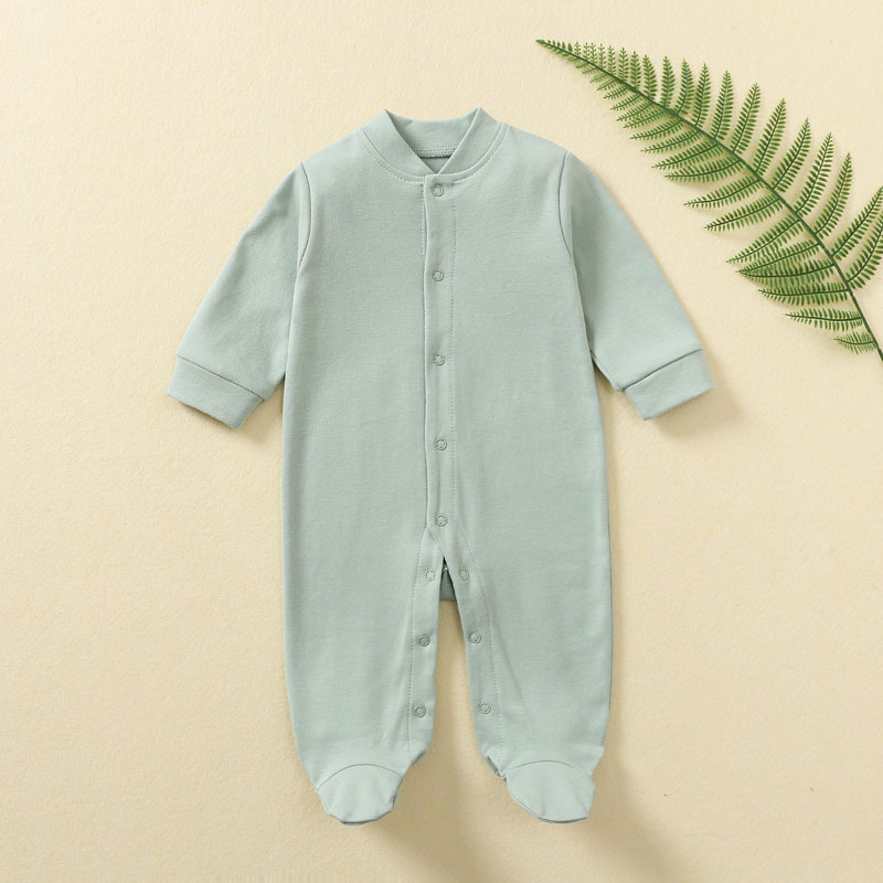 Conyson Hot Unisex New Born Solid Color Knit Organic Baby Clothes Jumpsuit Cotton Sweatshirt Long-Sleeved Bind Foot Baby Romper