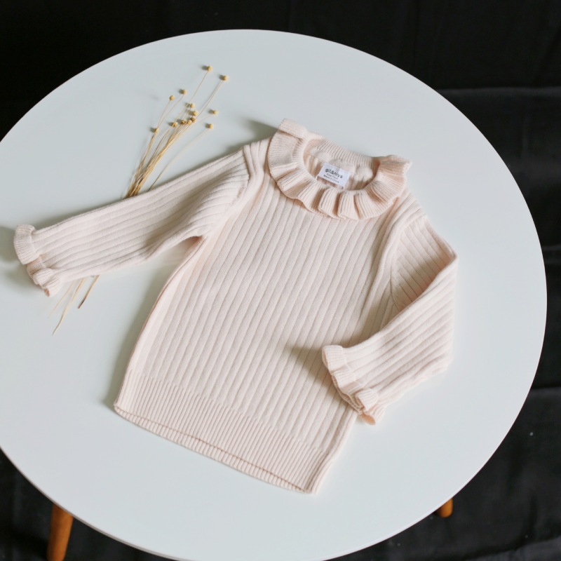 Cotton Winter Keep Warm Kids Clothes Girls Stylish Plain Baby Knitted Pullover Kids Girls Sweater Bottoming Shirt